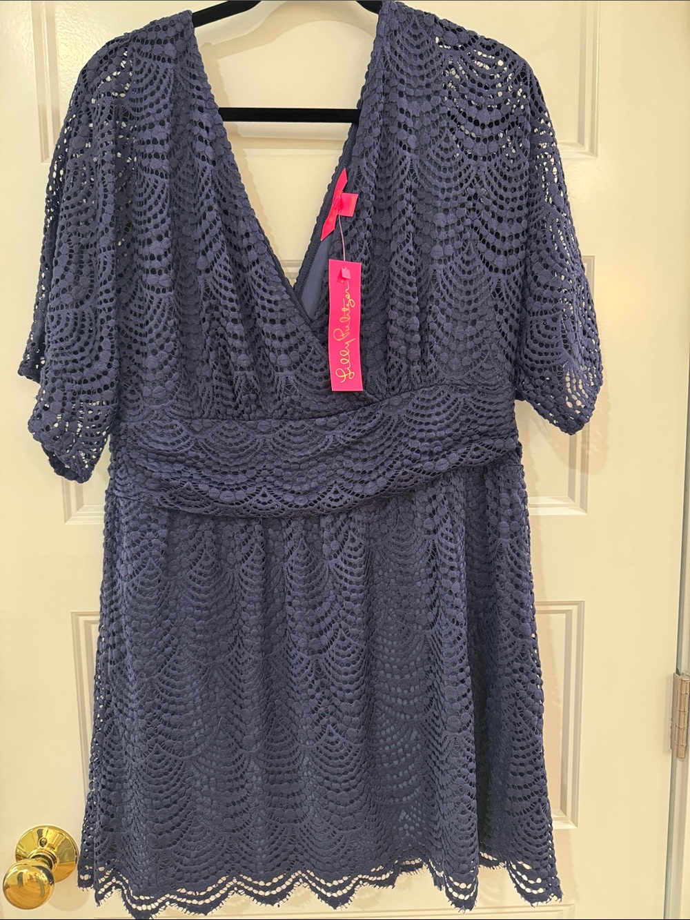 Lilly Pulitzer Navy Crochet V-Neck Swim Coverup